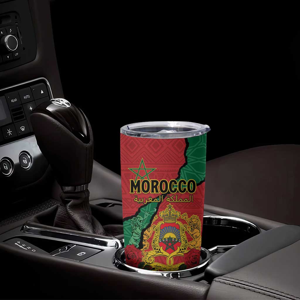 Personalised Morocco Tumbler Cup Coat Of Arms With Rose