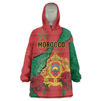 Personalised Morocco Wearable Blanket Hoodie Coat Of Arms With Rose