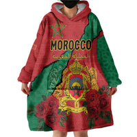 Personalised Morocco Wearable Blanket Hoodie Coat Of Arms With Rose
