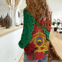 Personalised Morocco Women Casual Shirt Coat Of Arms With Rose