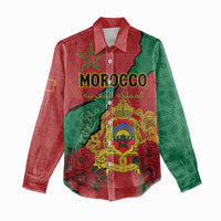 Personalised Morocco Women Casual Shirt Coat Of Arms With Rose