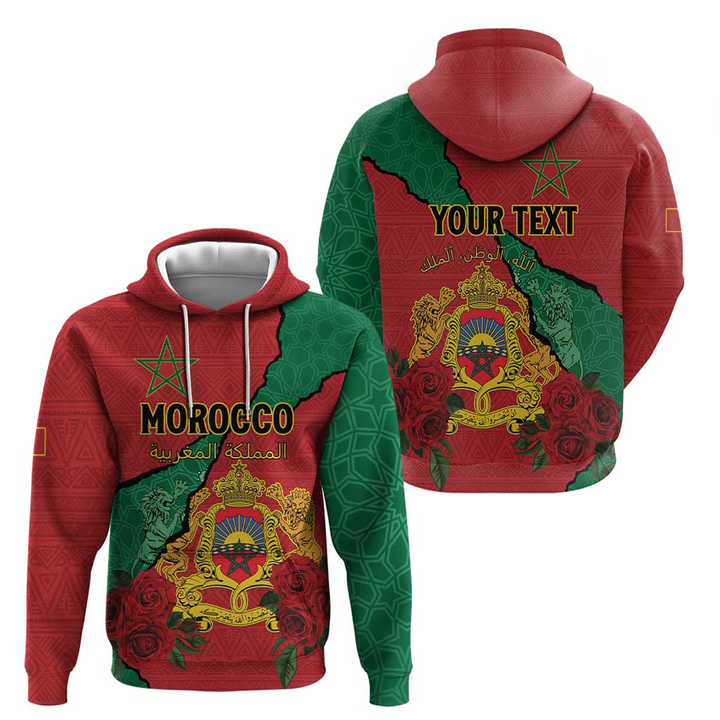 Personalised Morocco Zip Hoodie Coat Of Arms With Rose