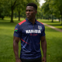 Namibia Cricket Custom Zipper Polo Shirt Come On Eagles