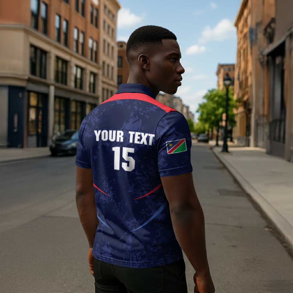 Namibia Cricket Custom Zipper Polo Shirt Come On Eagles