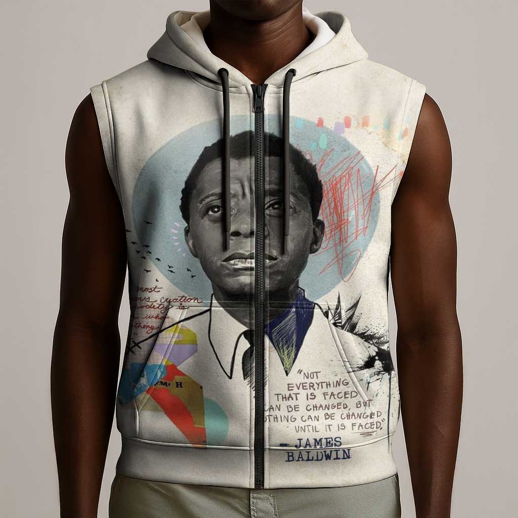 James Baldwin Sleeveless Zip Hoodie Civil Rights Writer