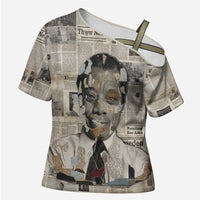 James Baldwin Cross Shoulder Shirt Vintage Newspaper Style