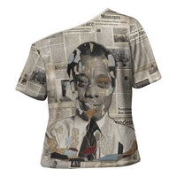 James Baldwin Cross Shoulder Shirt Vintage Newspaper Style