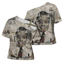 James Baldwin Cross Shoulder Shirt Vintage Newspaper Style