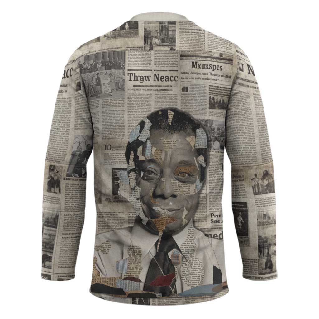 James Baldwin Hockey Jersey Vintage Newspaper Style