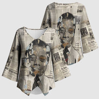 James Baldwin Kimono Sleeve Blouse Vintage Newspaper Style
