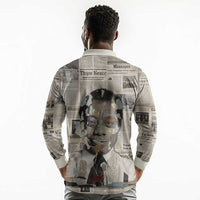 James Baldwin Long Sleeve Polo Shirt Vintage Newspaper Style