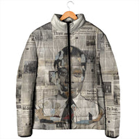 James Baldwin Padded Jacket Vintage Newspaper Style
