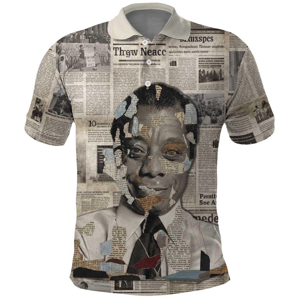 James Baldwin Polo Shirt Vintage Newspaper Style