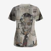 James Baldwin Scrub Top Vintage Newspaper Style