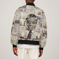 James Baldwin Sleeve Zip Bomber Jacket Vintage Newspaper Style