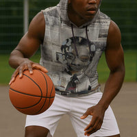 James Baldwin Sleeveless Hoodie Vintage Newspaper Style