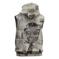 James Baldwin Sleeveless Zip Hoodie Vintage Newspaper Style