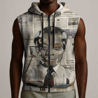 James Baldwin Sleeveless Zip Hoodie Vintage Newspaper Style
