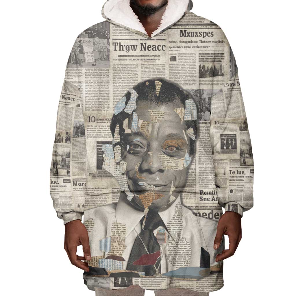 James Baldwin Wearable Blanket Hoodie Vintage Newspaper Style