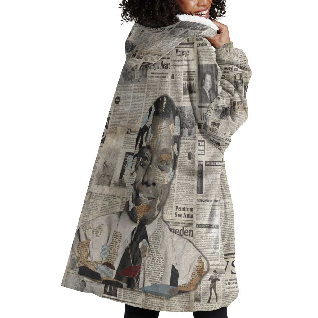 James Baldwin Wearable Blanket Hoodie Vintage Newspaper Style