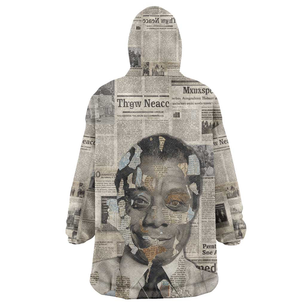 James Baldwin Wearable Blanket Hoodie Vintage Newspaper Style