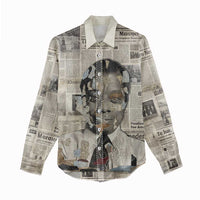 James Baldwin Women Casual Shirt Vintage Newspaper Style