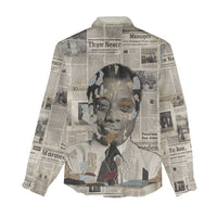 James Baldwin Women Casual Shirt Vintage Newspaper Style