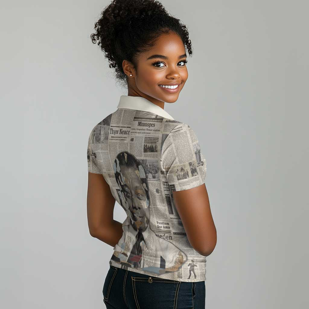 James Baldwin Women Polo Shirt Vintage Newspaper Style