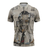 James Baldwin Zipper Polo Shirt Vintage Newspaper Style