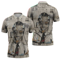 James Baldwin Zipper Polo Shirt Vintage Newspaper Style
