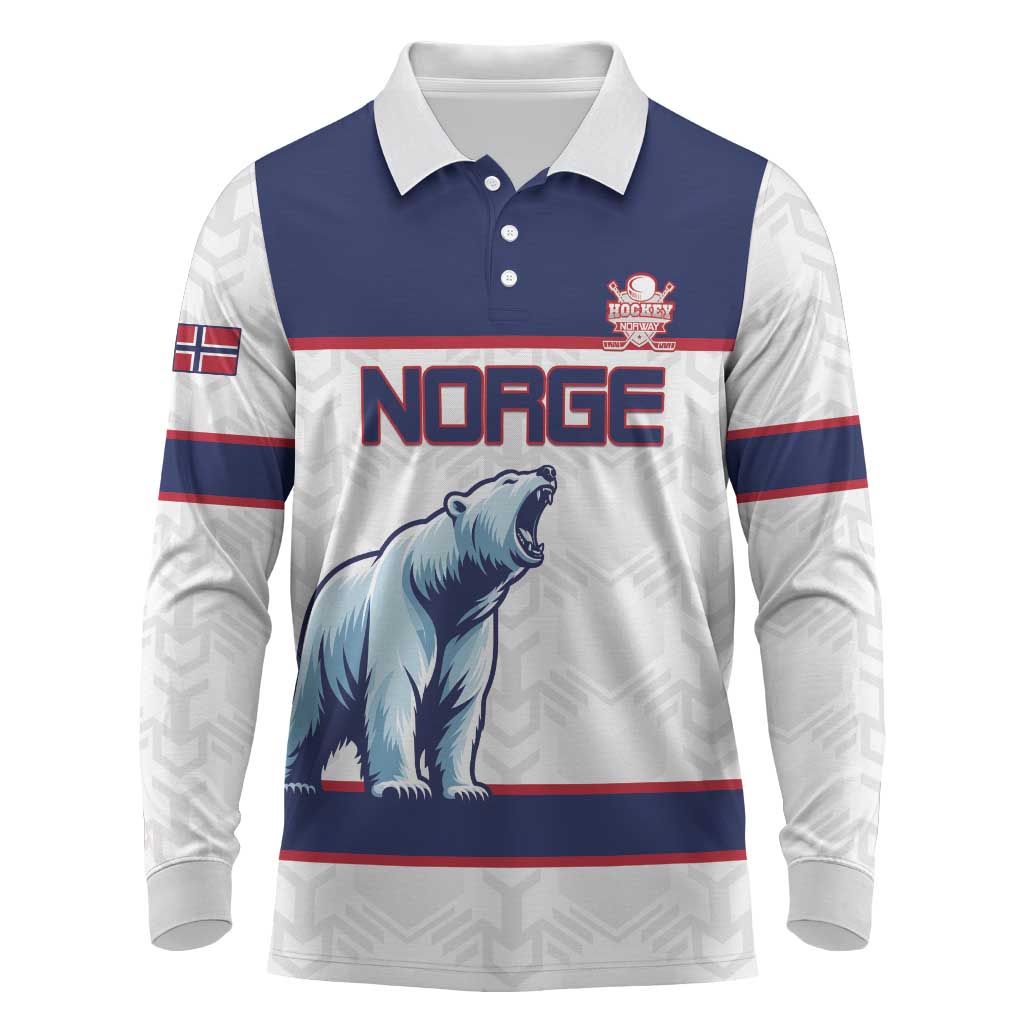 Custom Norway Ice Hockey 2026 Long Sleeve Polo Shirt Come On Polar Bears