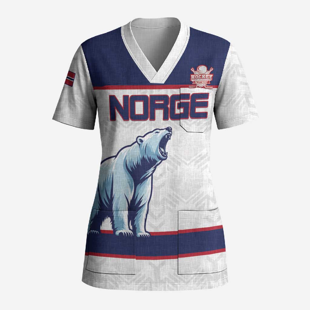 Custom Norway Ice Hockey 2026 Scrub Top Come On Polar Bears