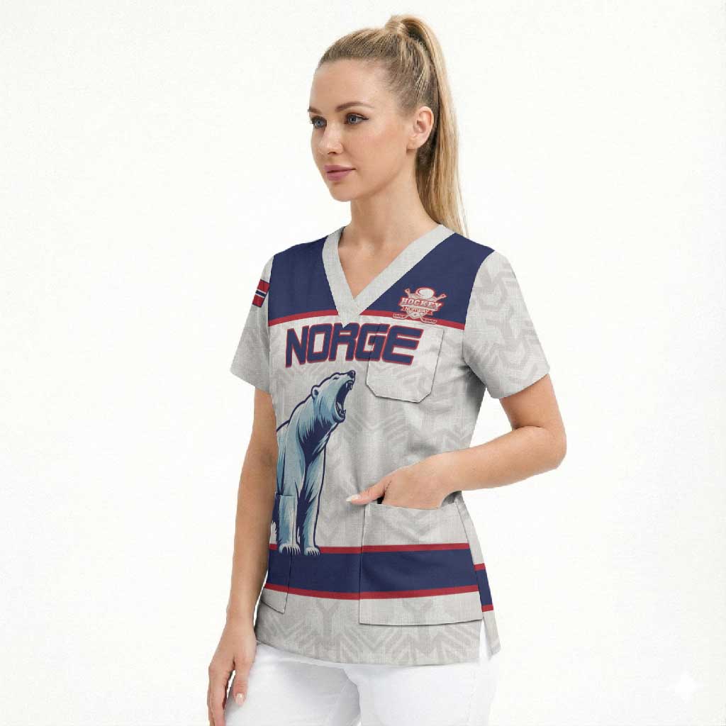 Custom Norway Ice Hockey 2026 Scrub Top Come On Polar Bears