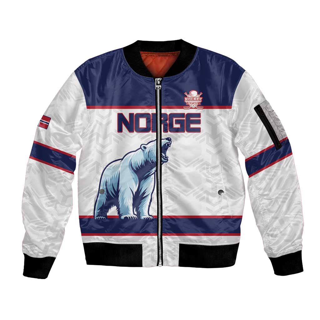 Custom Norway Ice Hockey 2026 Sleeve Zip Bomber Jacket Come On Polar Bears