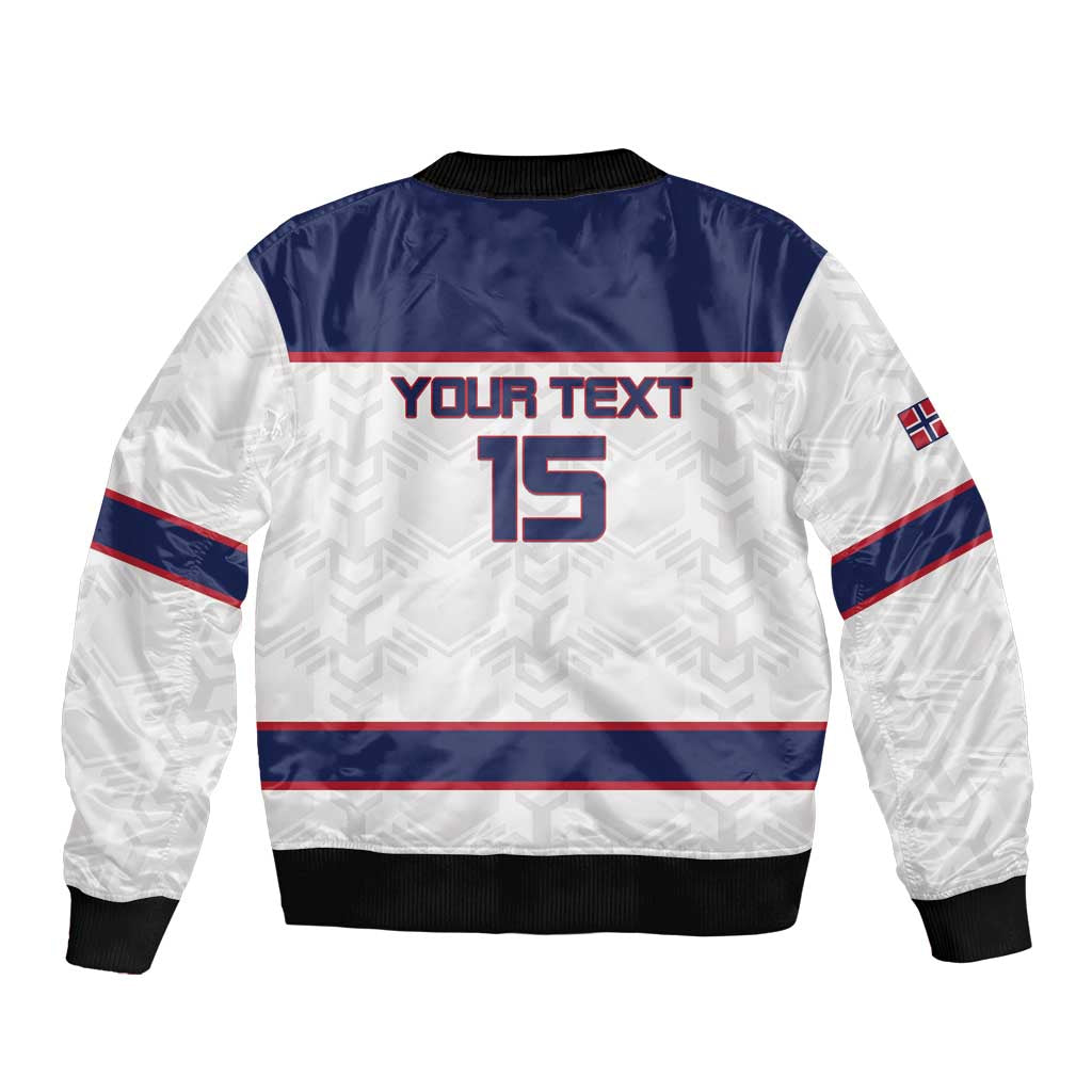 Custom Norway Ice Hockey 2026 Sleeve Zip Bomber Jacket Come On Polar Bears