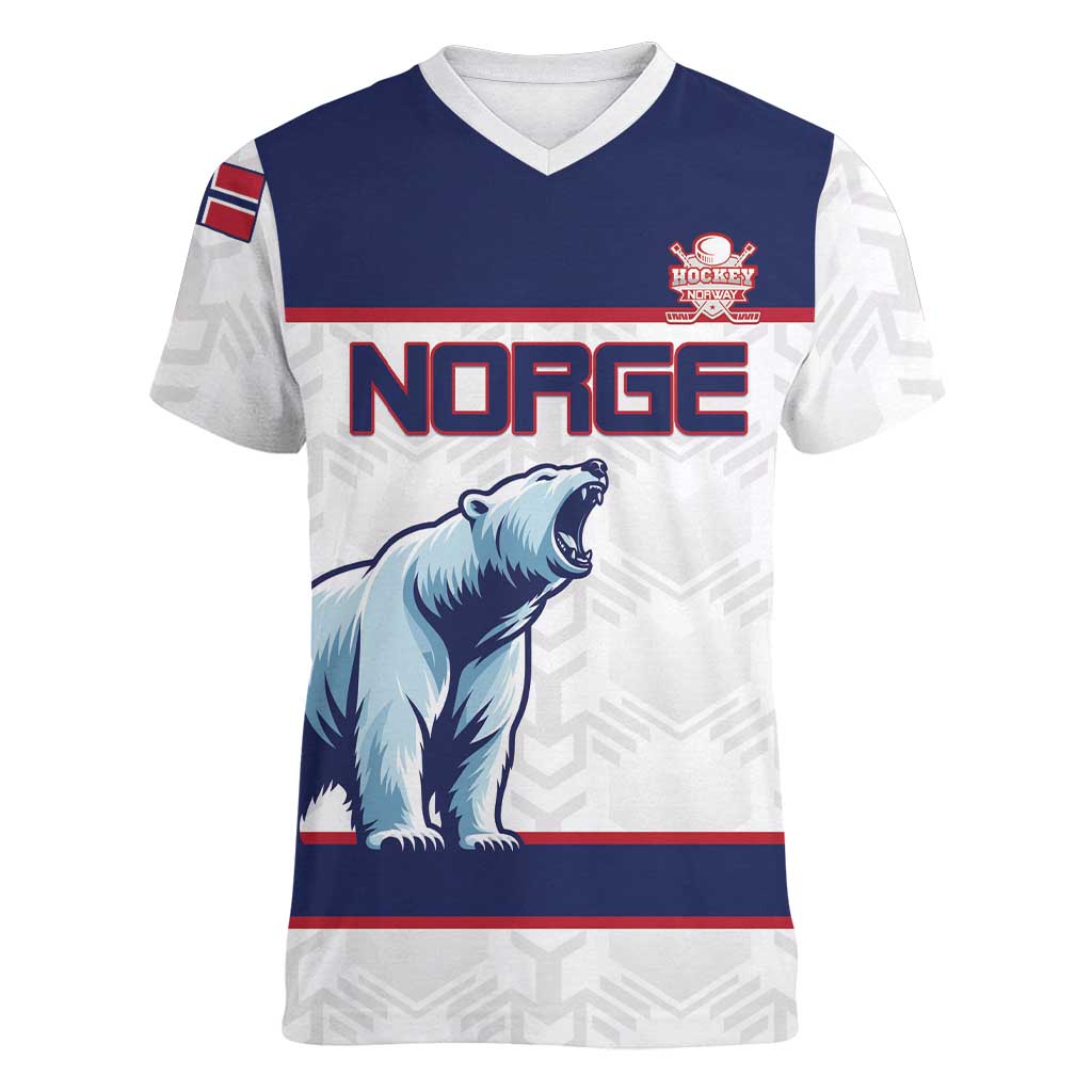 Custom Norway Ice Hockey 2026 Women V-Neck T-Shirt Come On Polar Bears