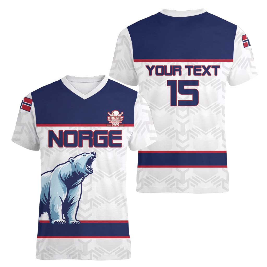 Custom Norway Ice Hockey 2026 Women V-Neck T-Shirt Come On Polar Bears