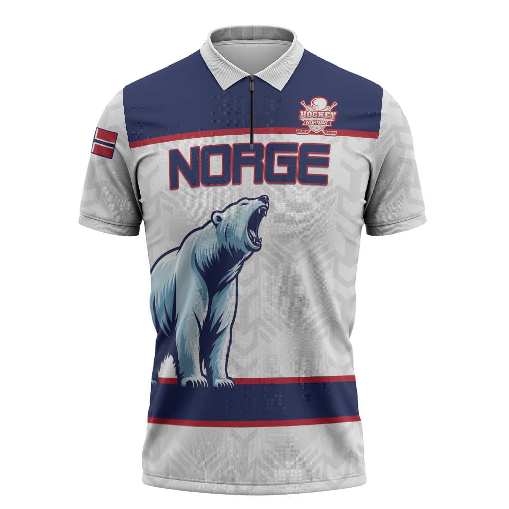 Custom Norway Ice Hockey 2026 Zipper Polo Shirt Come On Polar Bears