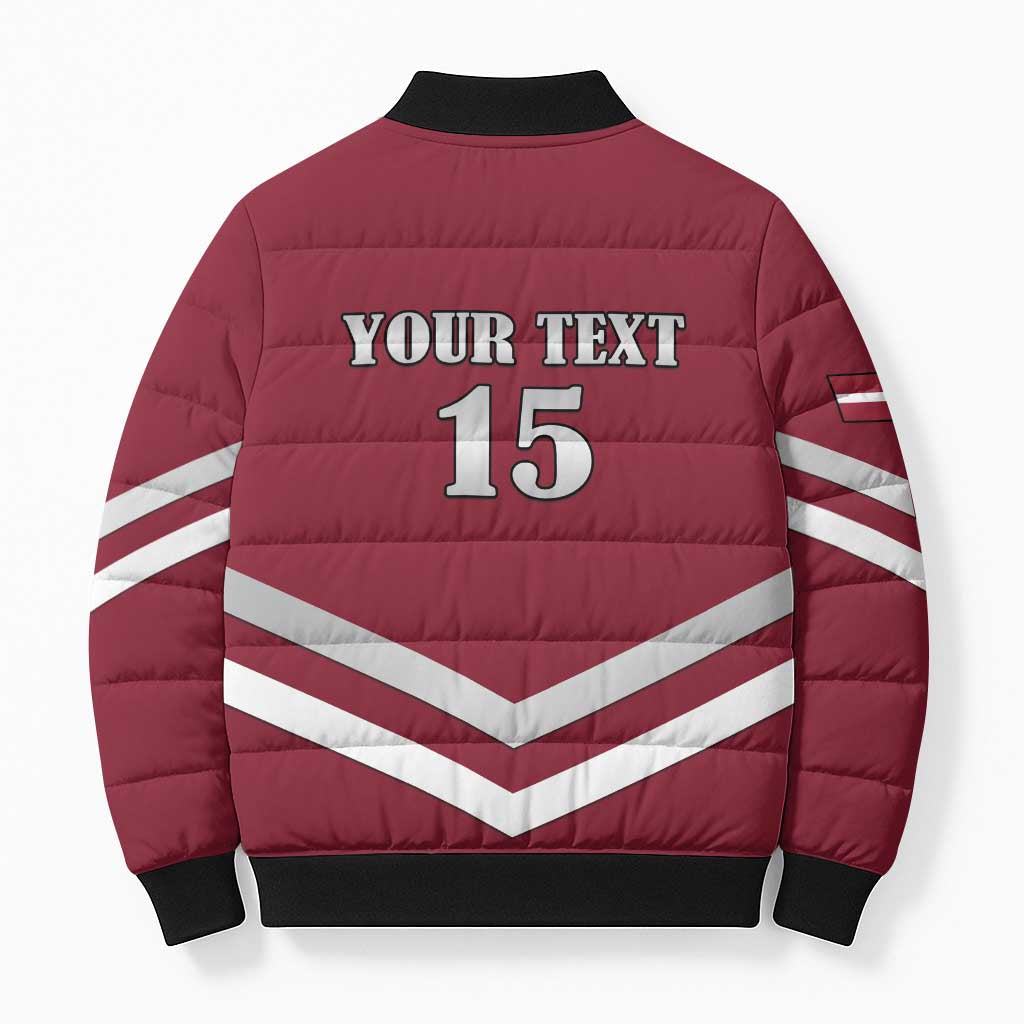 Custom Latvia Ice Hockey 2026 Bomber Puffer Jacket Never Backs Down