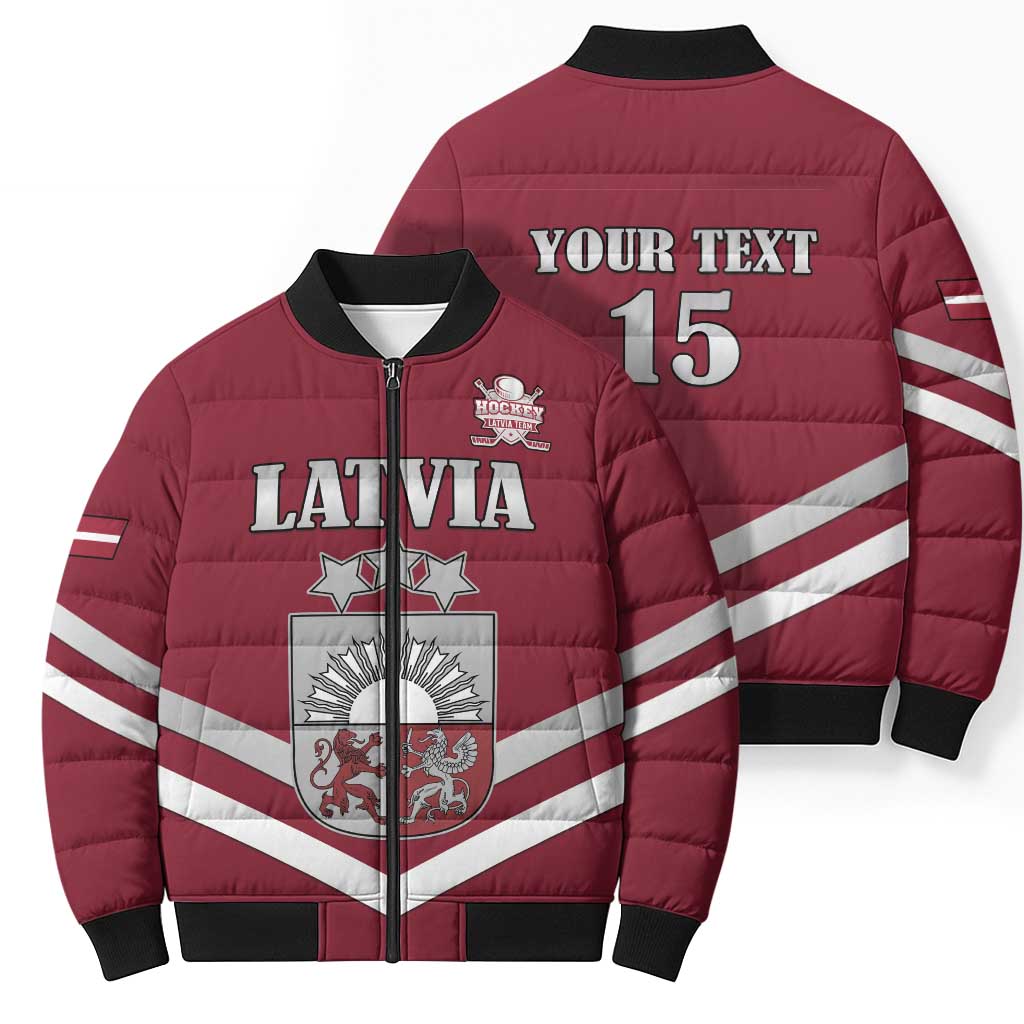 Custom Latvia Ice Hockey 2026 Bomber Puffer Jacket Never Backs Down
