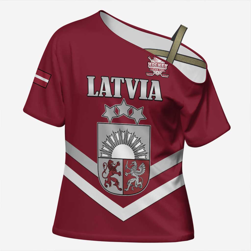 Custom Latvia Ice Hockey 2026 Cross Shoulder Shirt Never Backs Down