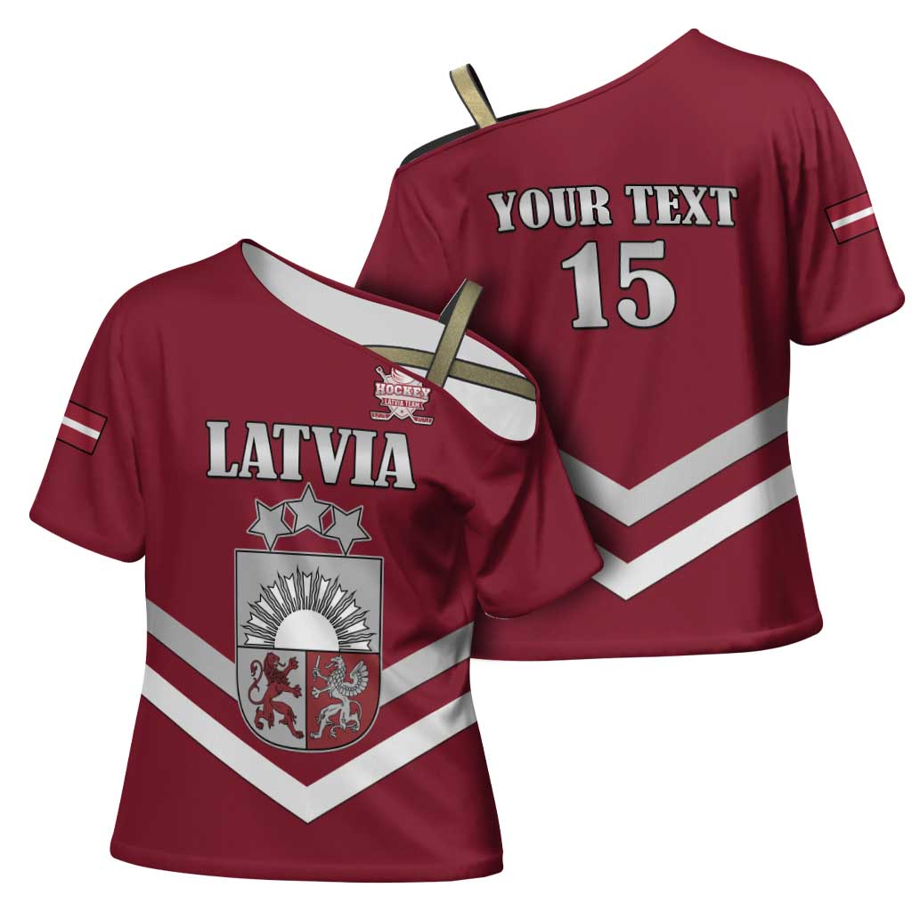 Custom Latvia Ice Hockey 2026 Cross Shoulder Shirt Never Backs Down