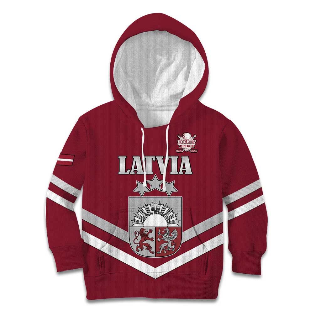 Custom Latvia Ice Hockey 2026 Kid Hoodie Never Backs Down