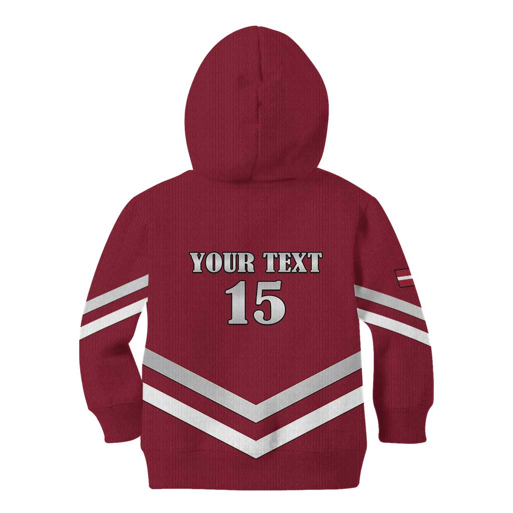 Custom Latvia Ice Hockey 2026 Kid Hoodie Never Backs Down