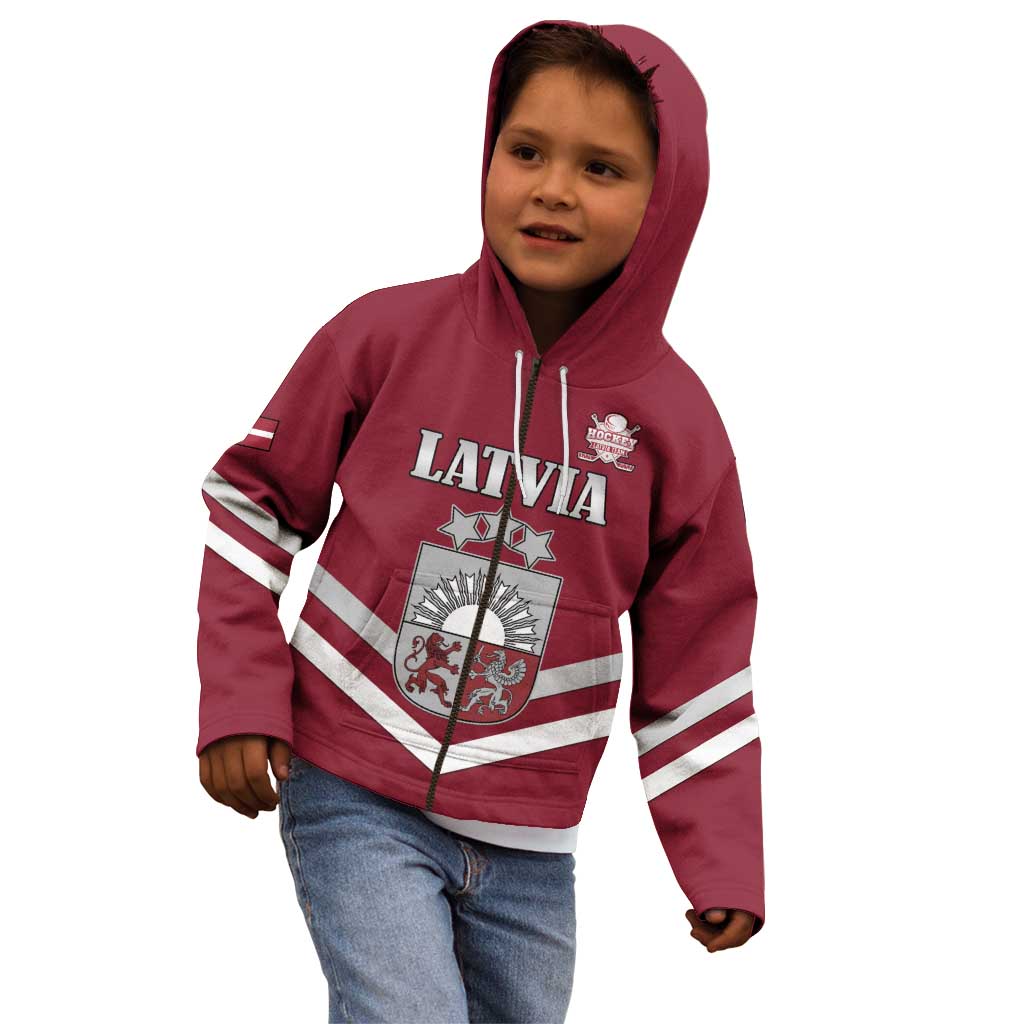 Custom Latvia Ice Hockey 2026 Kid Hoodie Never Backs Down