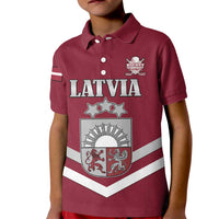 Custom Latvia Ice Hockey 2026 Kid Polo Shirt Never Backs Down