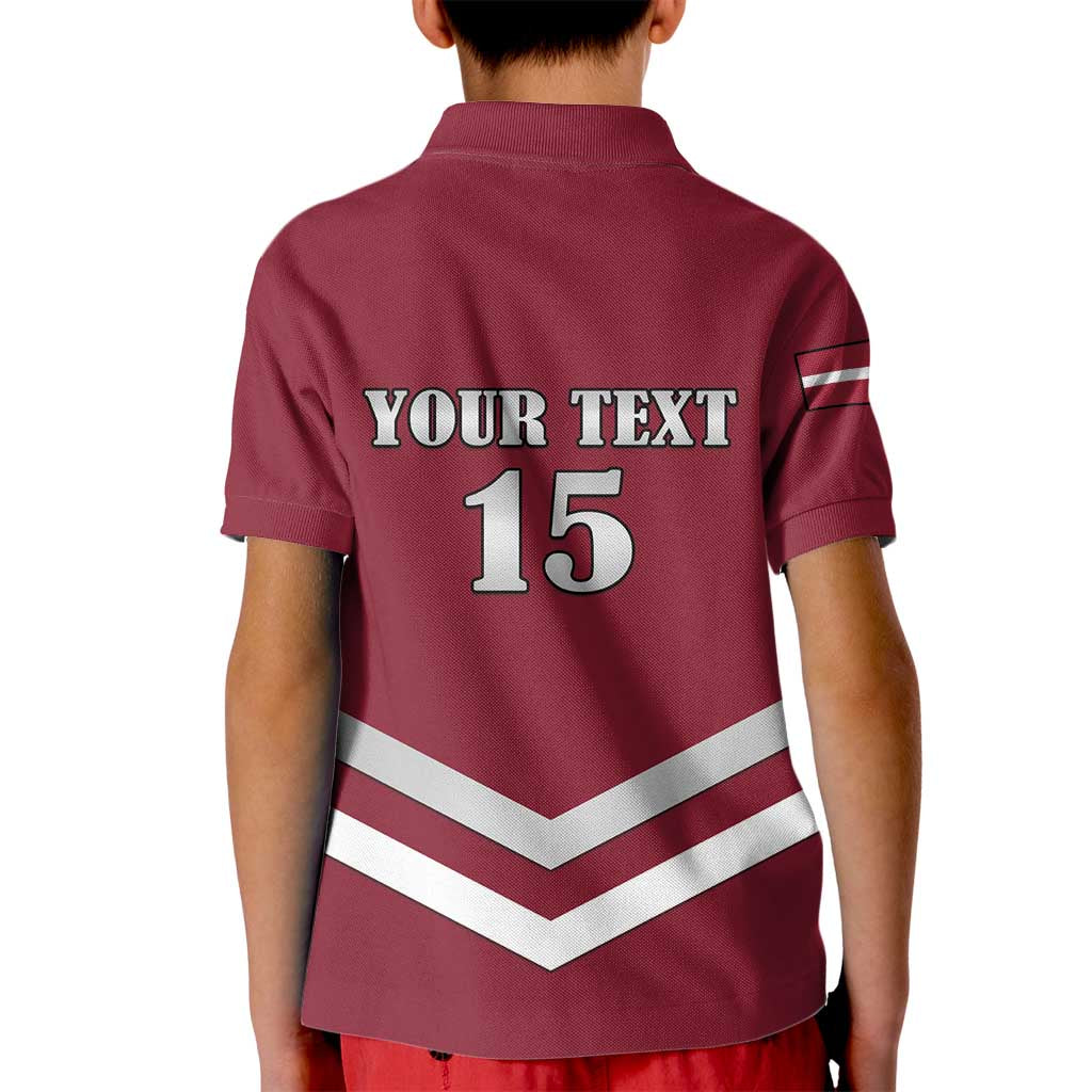 Custom Latvia Ice Hockey 2026 Kid Polo Shirt Never Backs Down