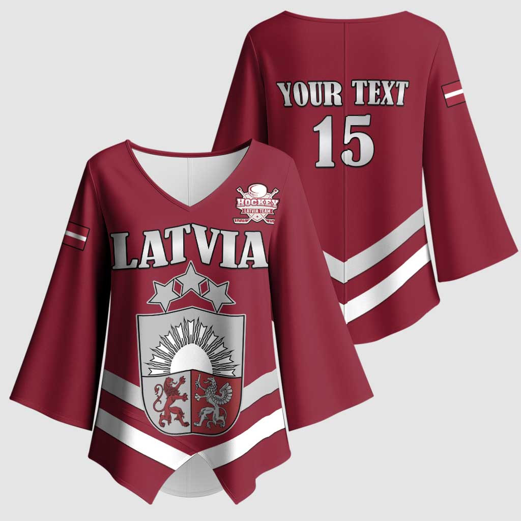 Custom Latvia Ice Hockey 2026 Kimono Sleeve Blouse Never Backs Down