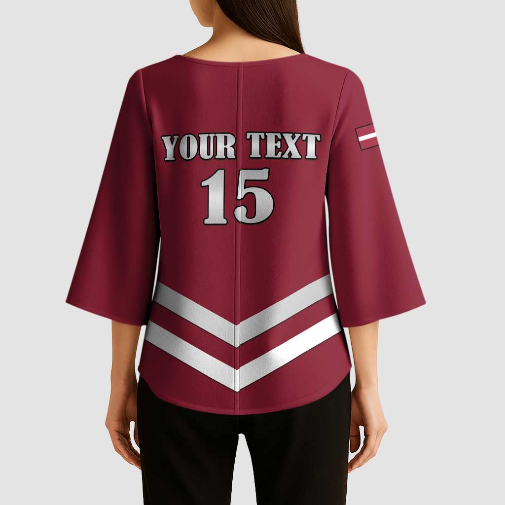 Custom Latvia Ice Hockey 2026 Kimono Sleeve Blouse Never Backs Down