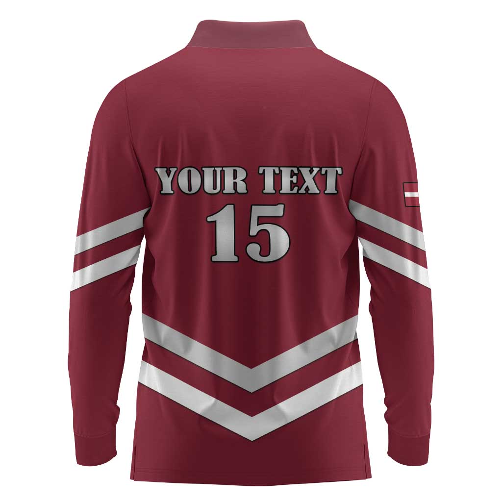 Custom Latvia Ice Hockey 2026 Long Sleeve Polo Shirt Never Backs Down